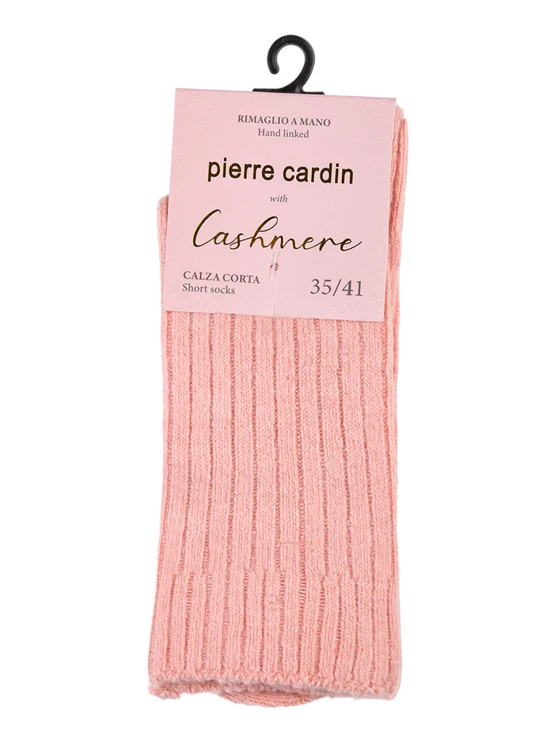 Calze corte donna in misto lana e cashmere a costine - rosa