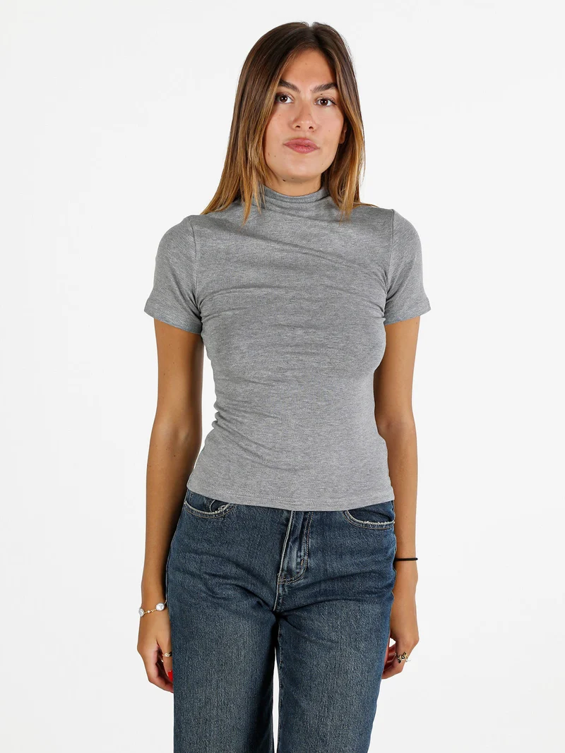T-shirt donna a lupetto - grigio