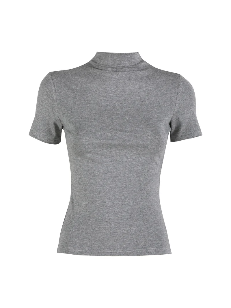 T-shirt donna a lupetto - grigio
