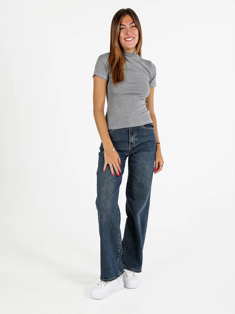 T-shirt donna a lupetto - grigio