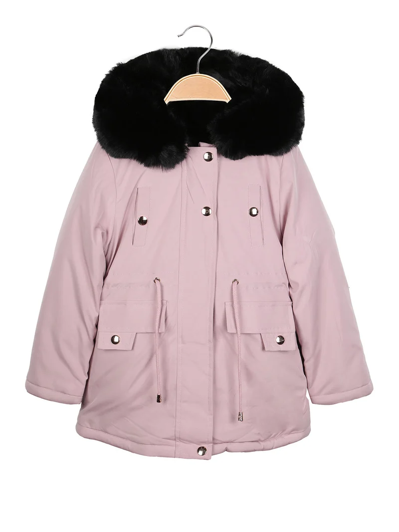 Parka imbottito double face da bambina con cappuccio - rosa
