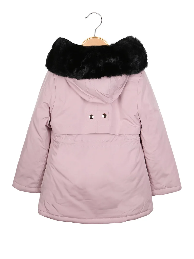 Parka imbottito double face da bambina con cappuccio - rosa