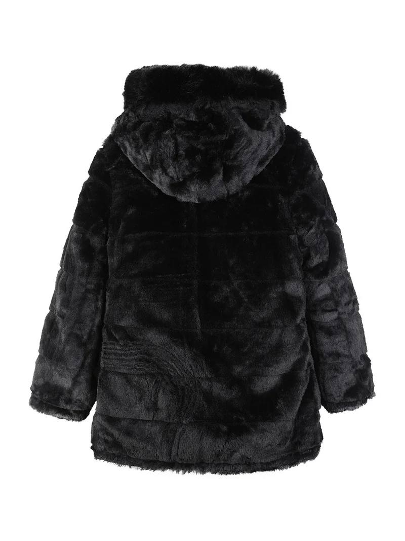 Parka imbottito double face da bambina con cappuccio - rosa