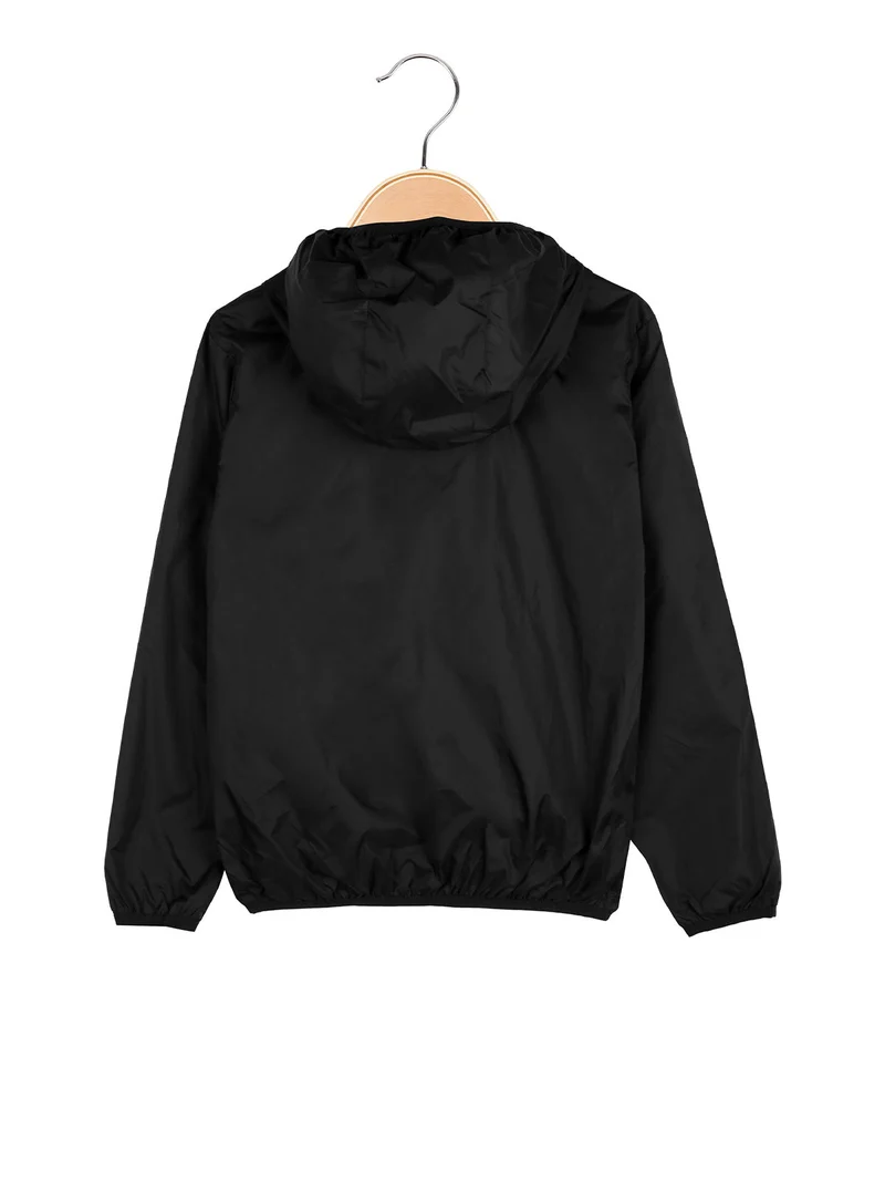 Giacca a vento da bambino con cappuccio e zip - nero