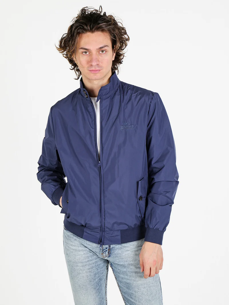Giacca a vento leggera da uomo con zip - blu scuro