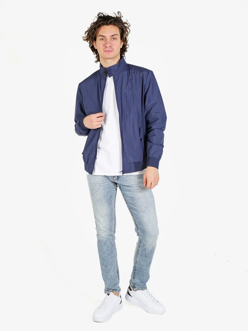 Giacca a vento leggera da uomo con zip - blu scuro