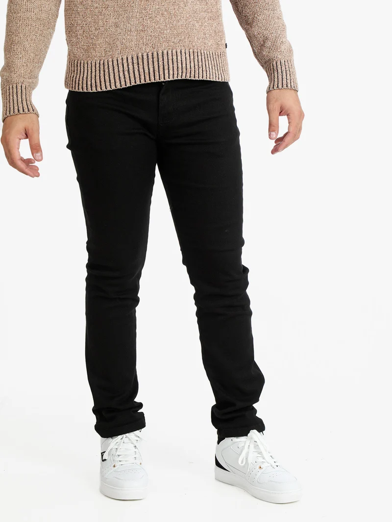 Pantaloni regular fit da uomo in cotone stretch - nero