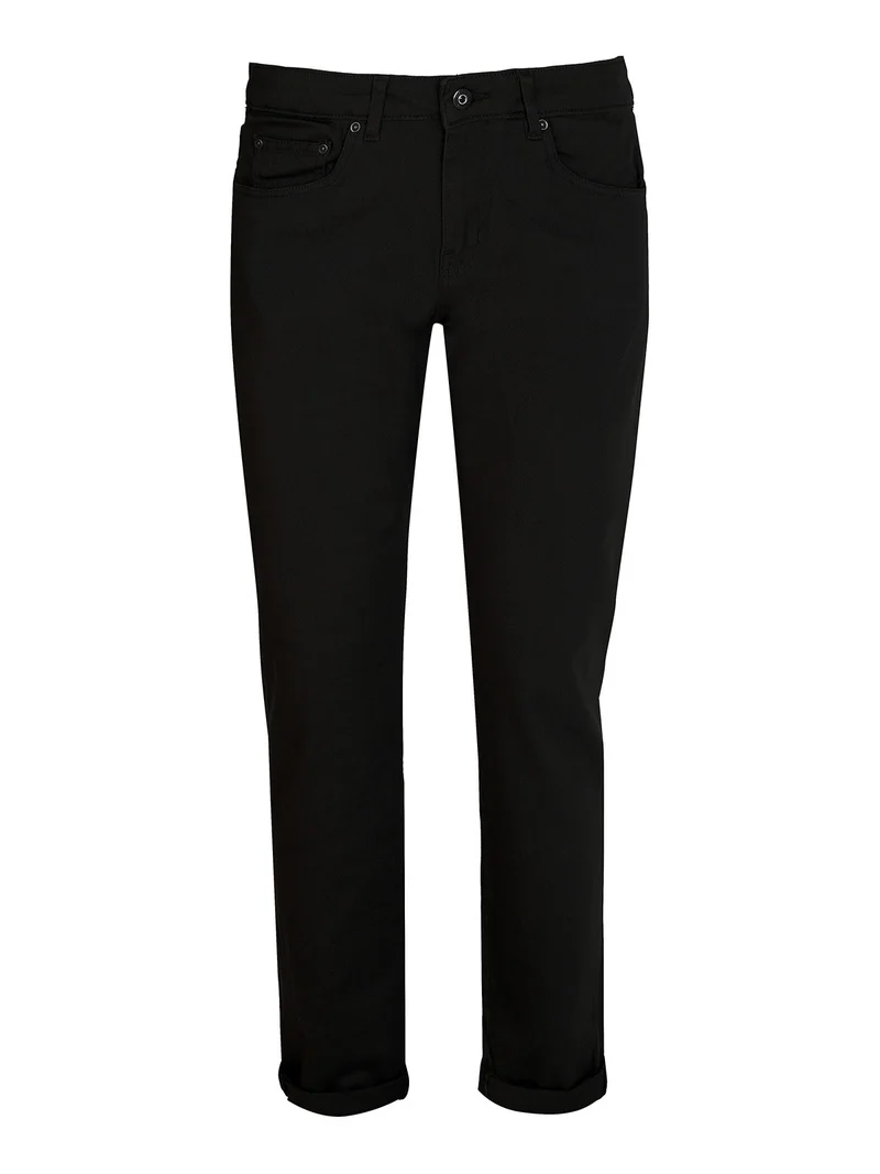 Pantaloni regular fit da uomo in cotone stretch - nero