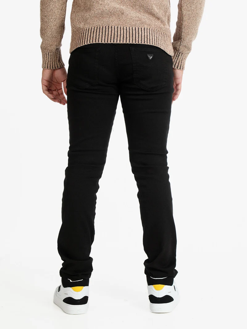 Pantaloni regular fit da uomo in cotone stretch - nero