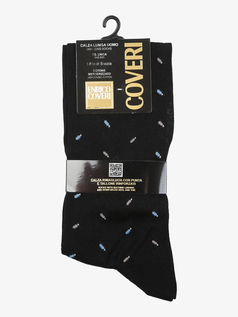 Calze lunghe da uomo in filo di scozia con stampe - azzurro