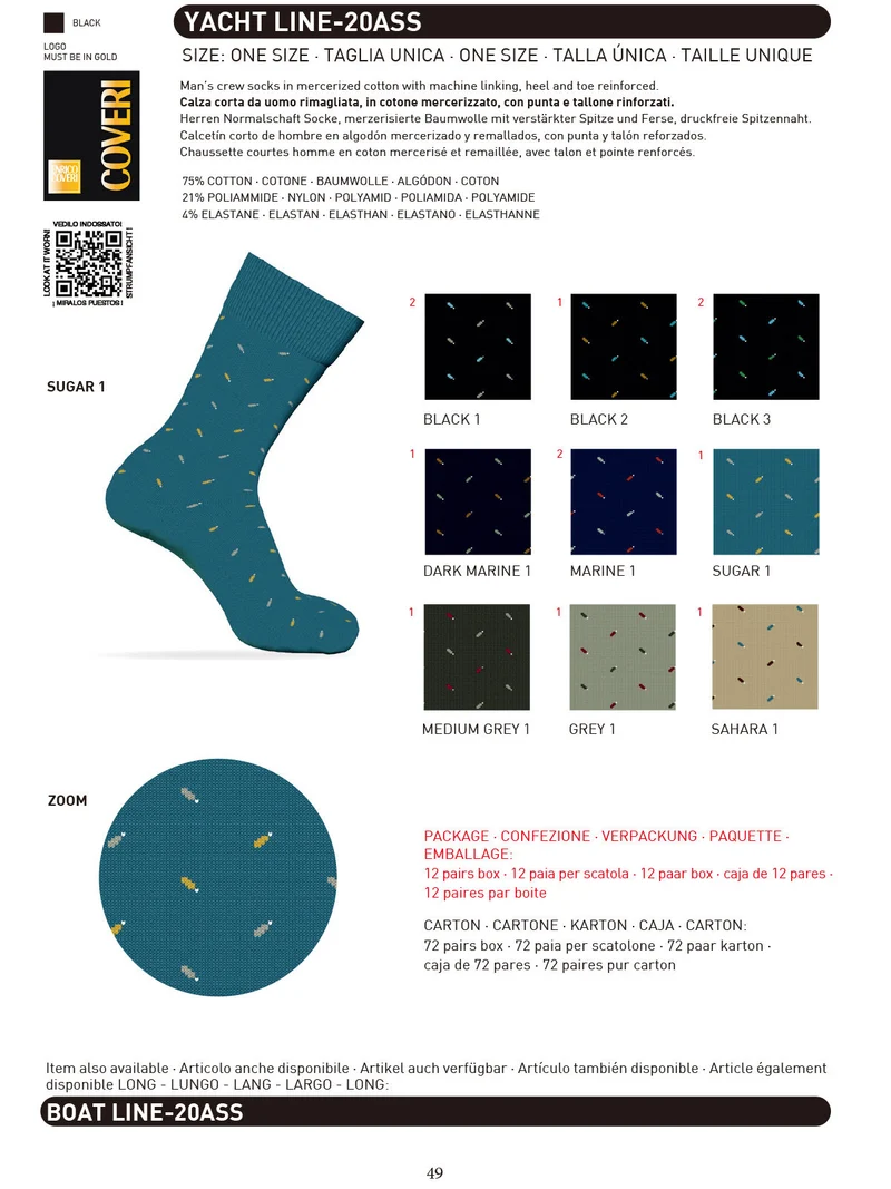 Calze lunghe da uomo in filo di scozia con stampe - azzurro