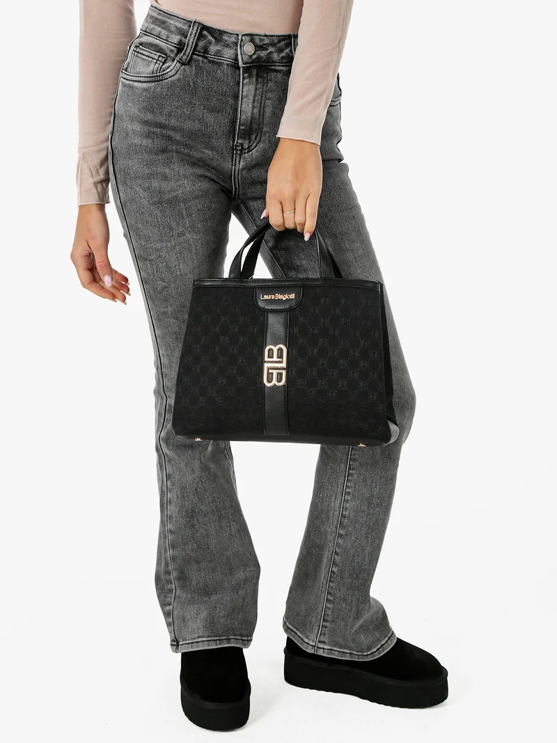 Borsa donna mini tote con doppi manici - nero