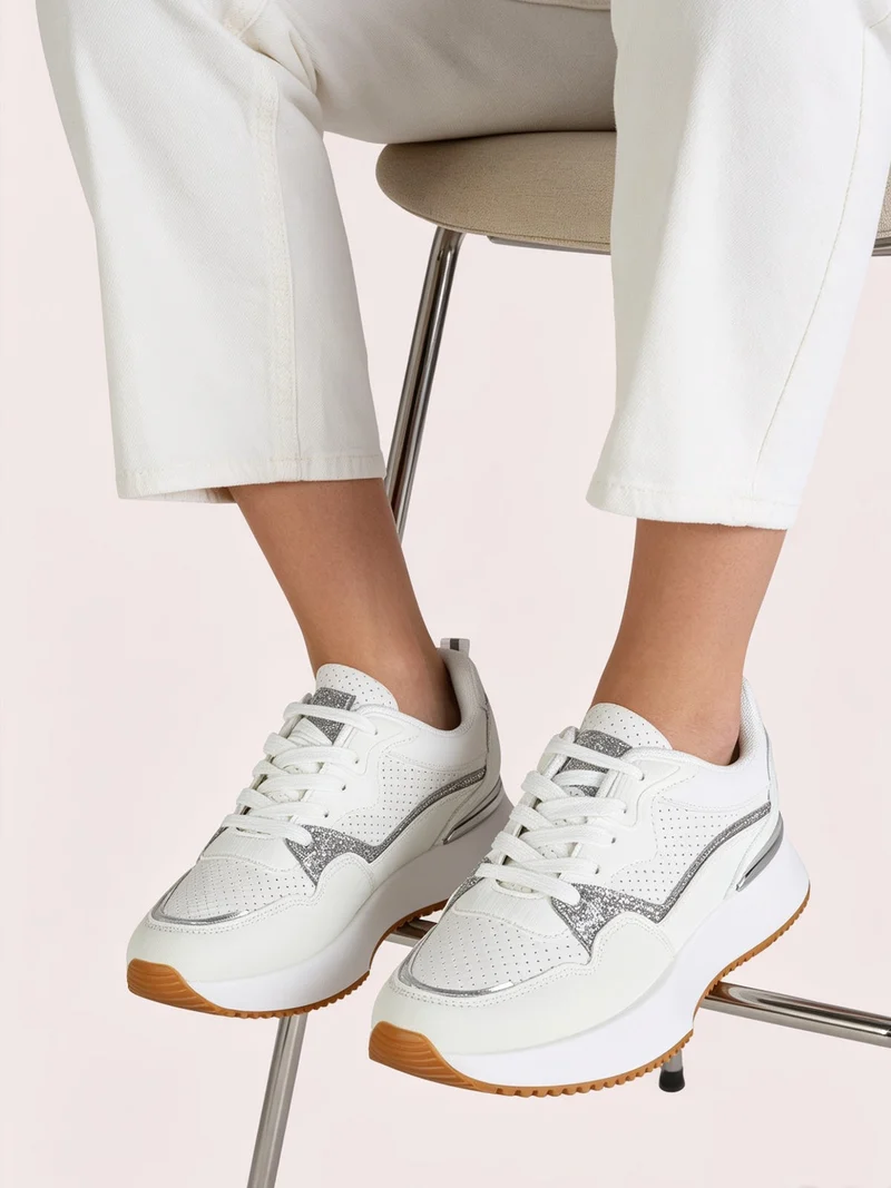 Sneakers donna sportive con platform - bianco