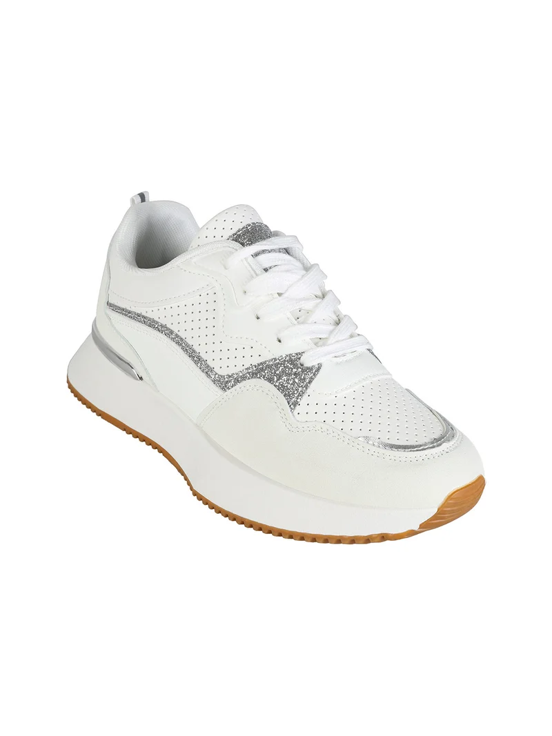 Sneakers donna sportive con platform - bianco