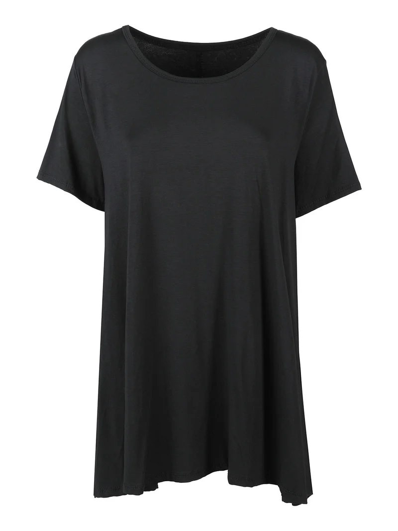 Maxi t-shirt svasata da donna - nero