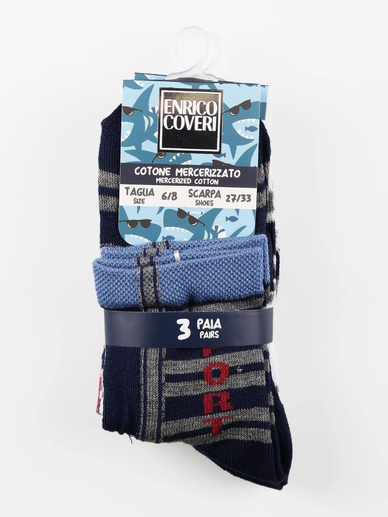 Calze corte da bambino in cotone Confezione da 3 paia - blu scuro