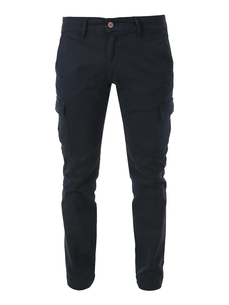 Pantaloni uomo in cotone con tasconi - blu scuro
