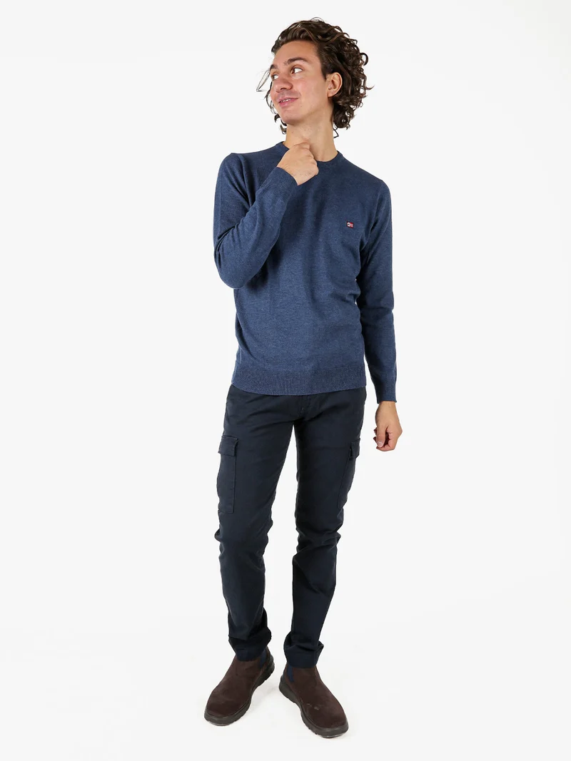 Pantaloni uomo in cotone con tasconi - blu scuro