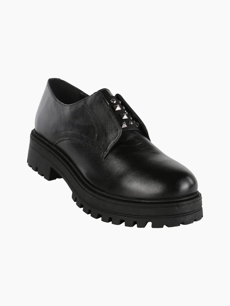 Mocassini in vera pelle donna con borchie - nero