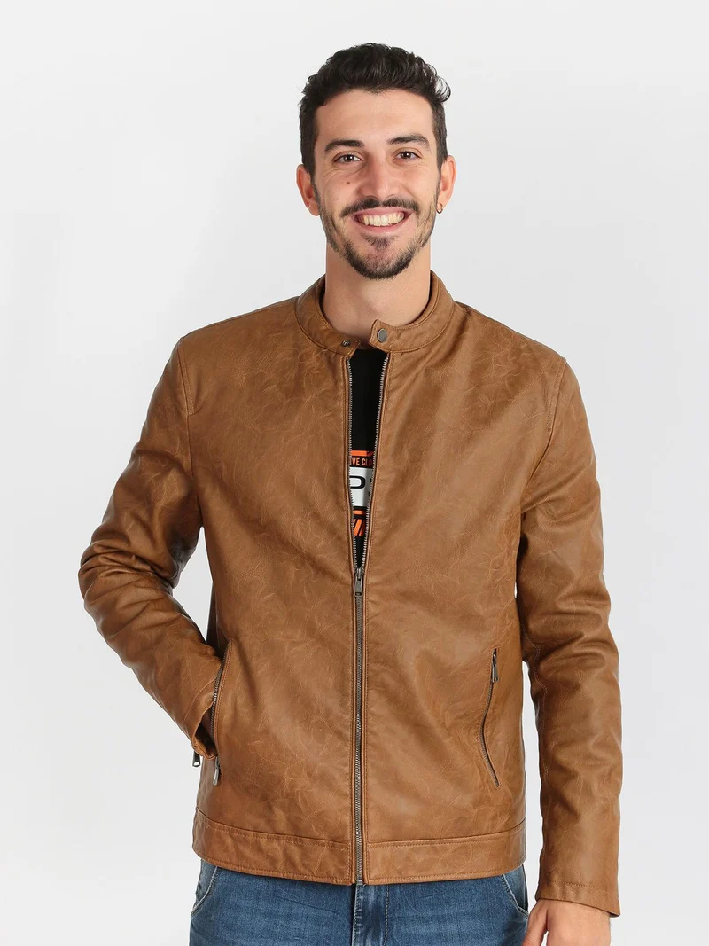Giacca ecopelle imbottita - beige