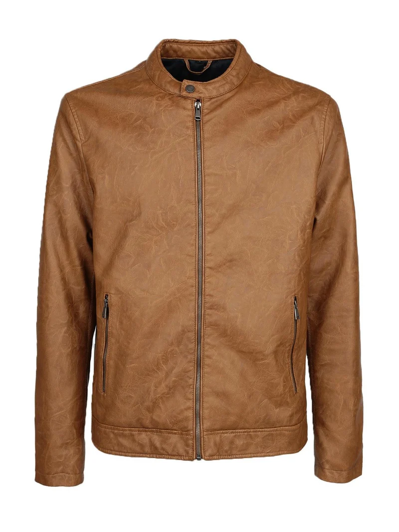 Giacca ecopelle imbottita - beige