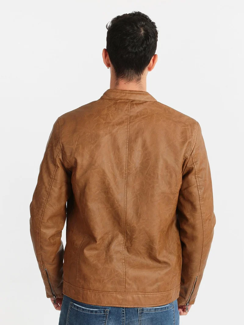Giacca ecopelle imbottita - beige