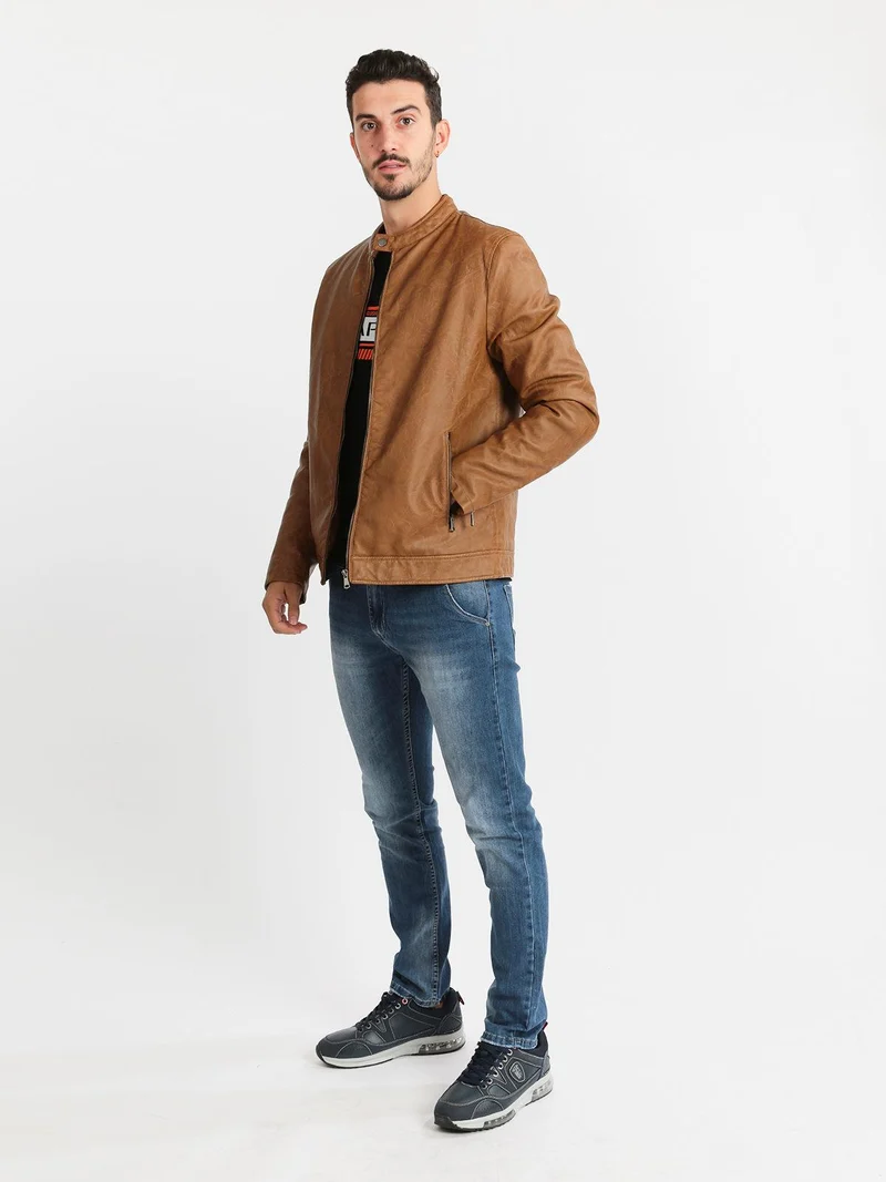 Giacca ecopelle imbottita - beige