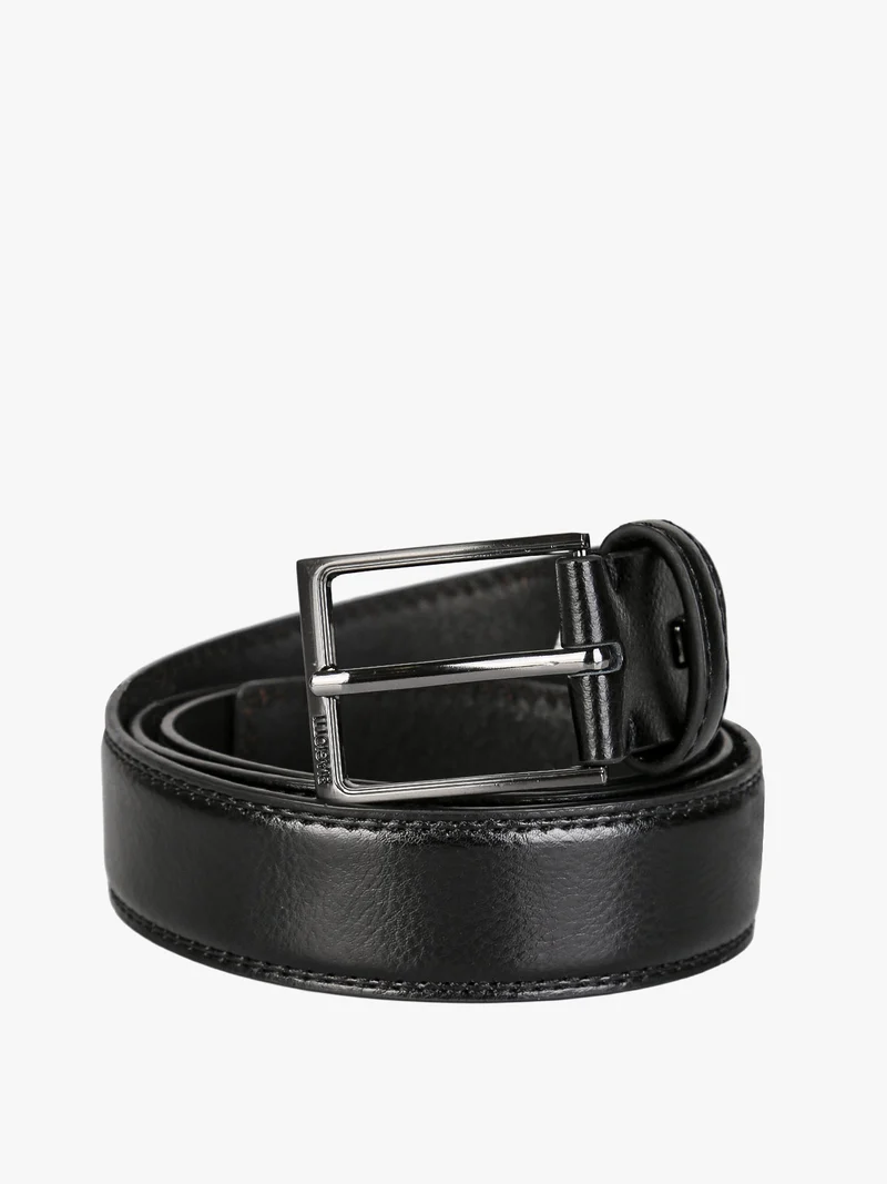Cintura da uomo con fodera in pelle - nero