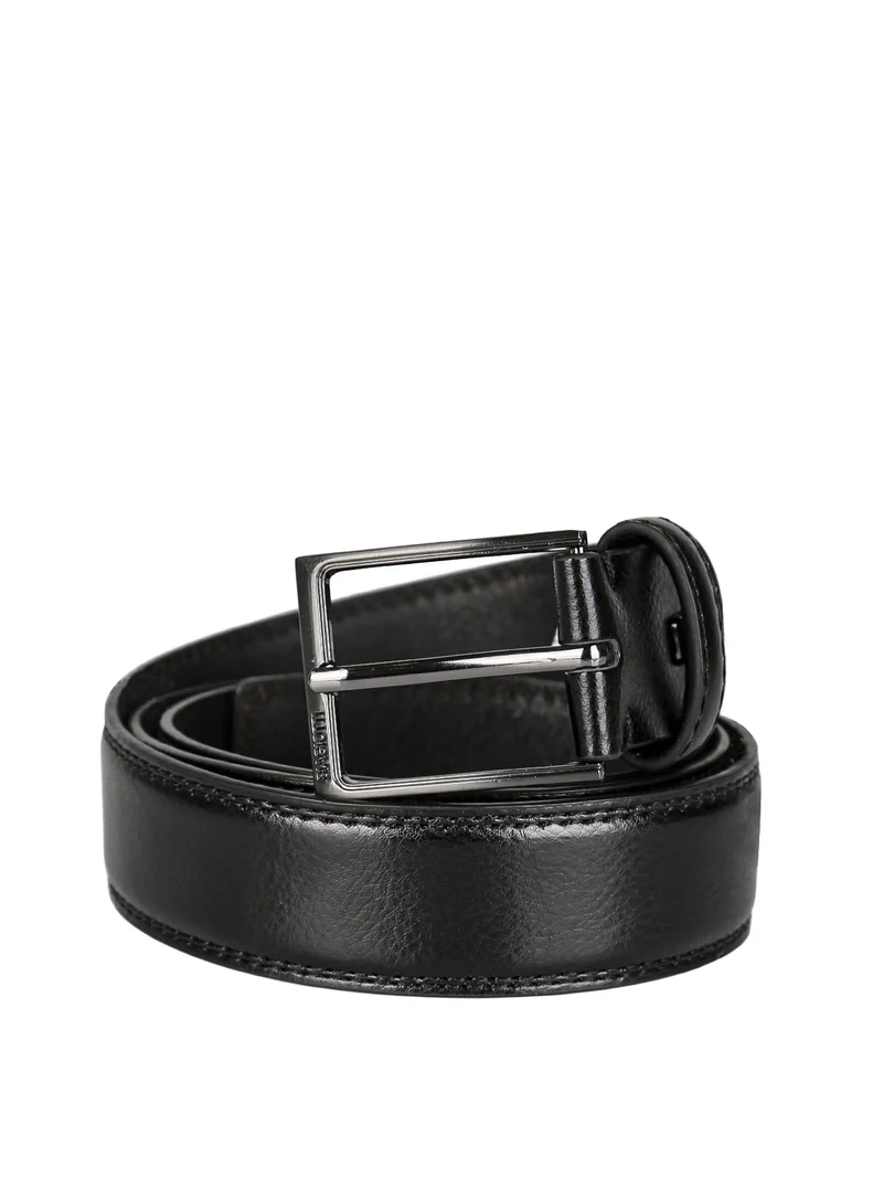 Cintura da uomo con fodera in pelle - nero