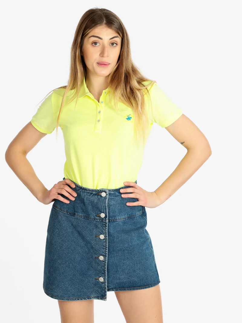 Polo donna manica corta fluo - limone