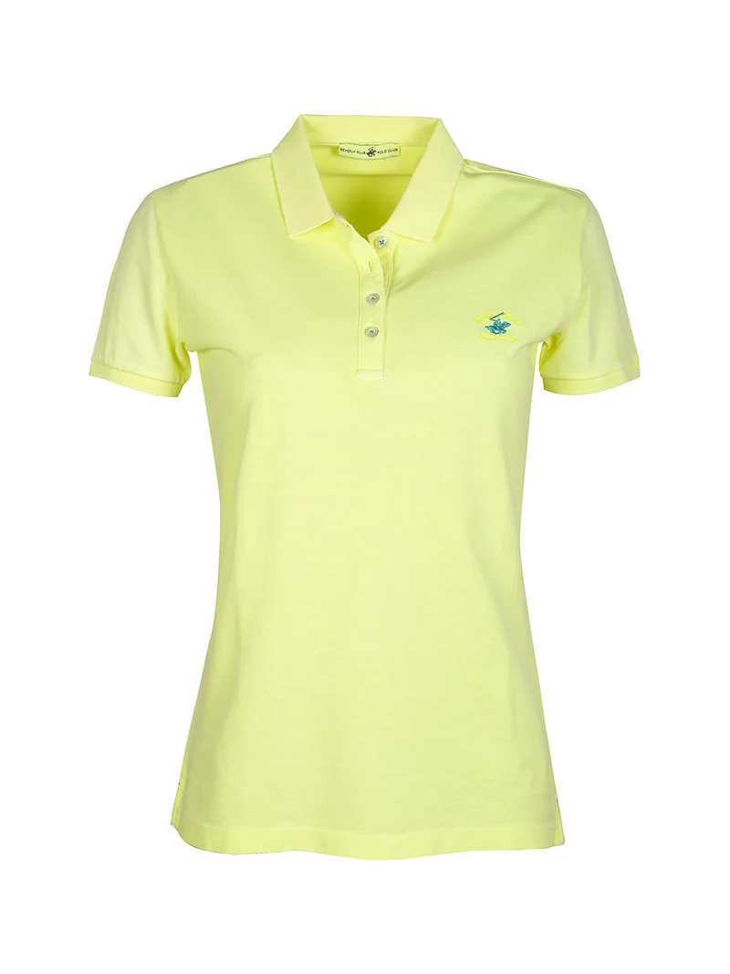 Polo donna manica corta fluo - limone