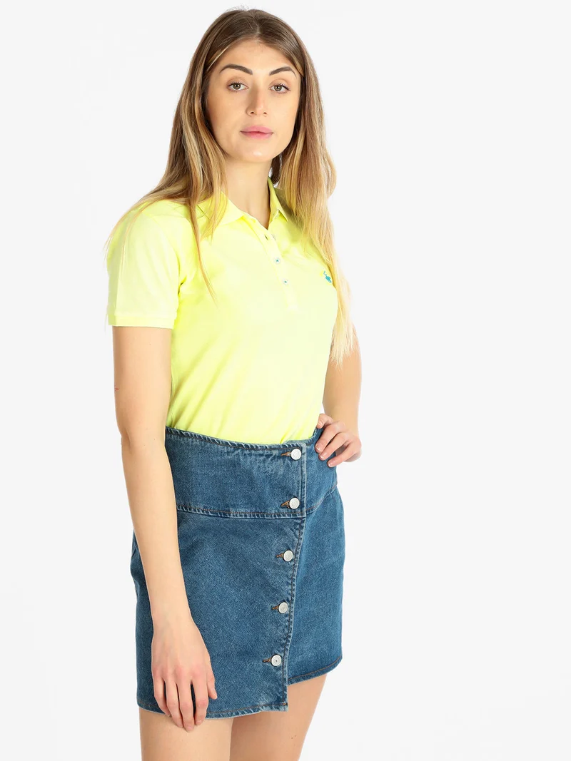 Polo donna manica corta fluo - limone