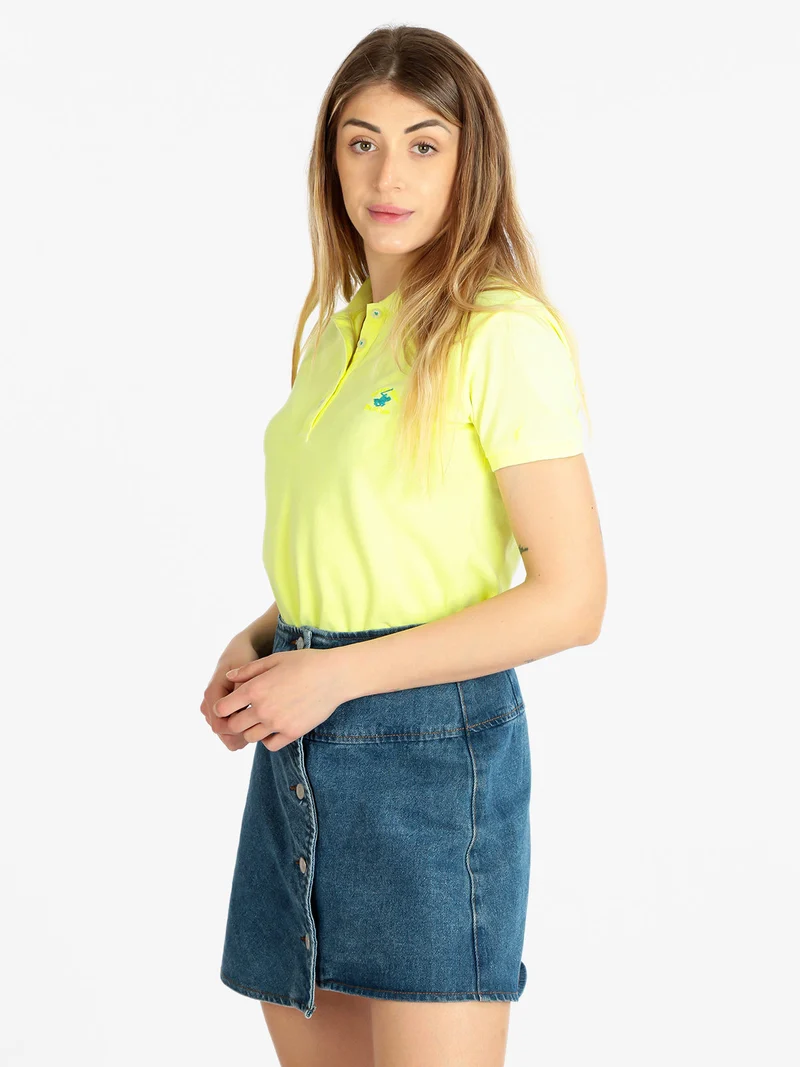 Polo donna manica corta fluo - limone