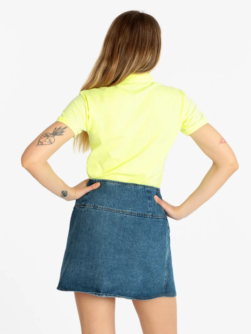 Polo donna manica corta fluo - limone