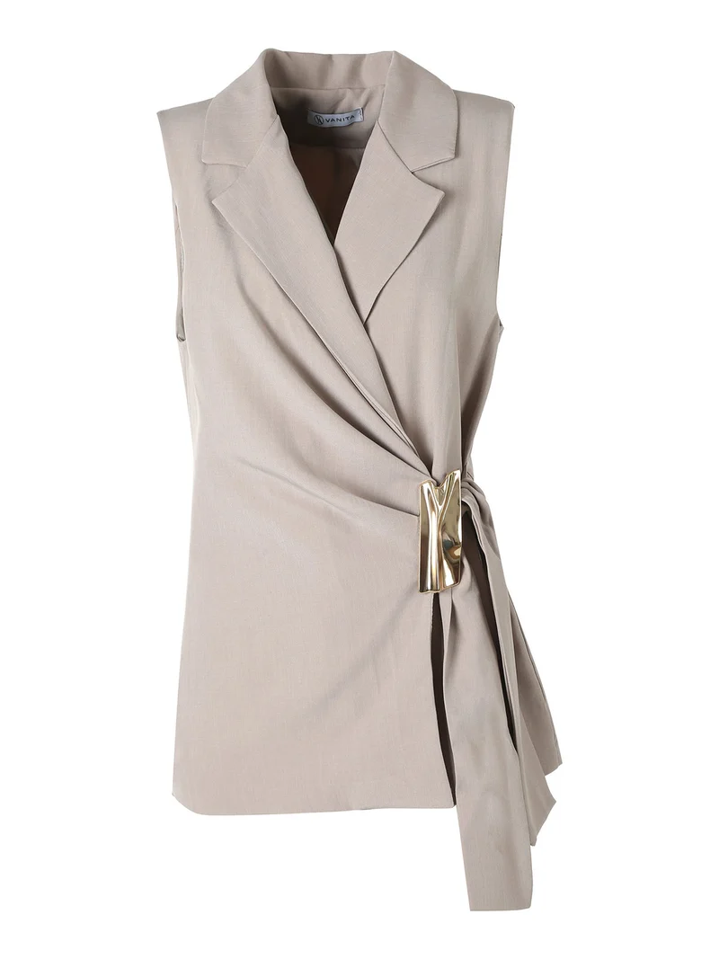Gilet donna con dettaglio dorato - fango