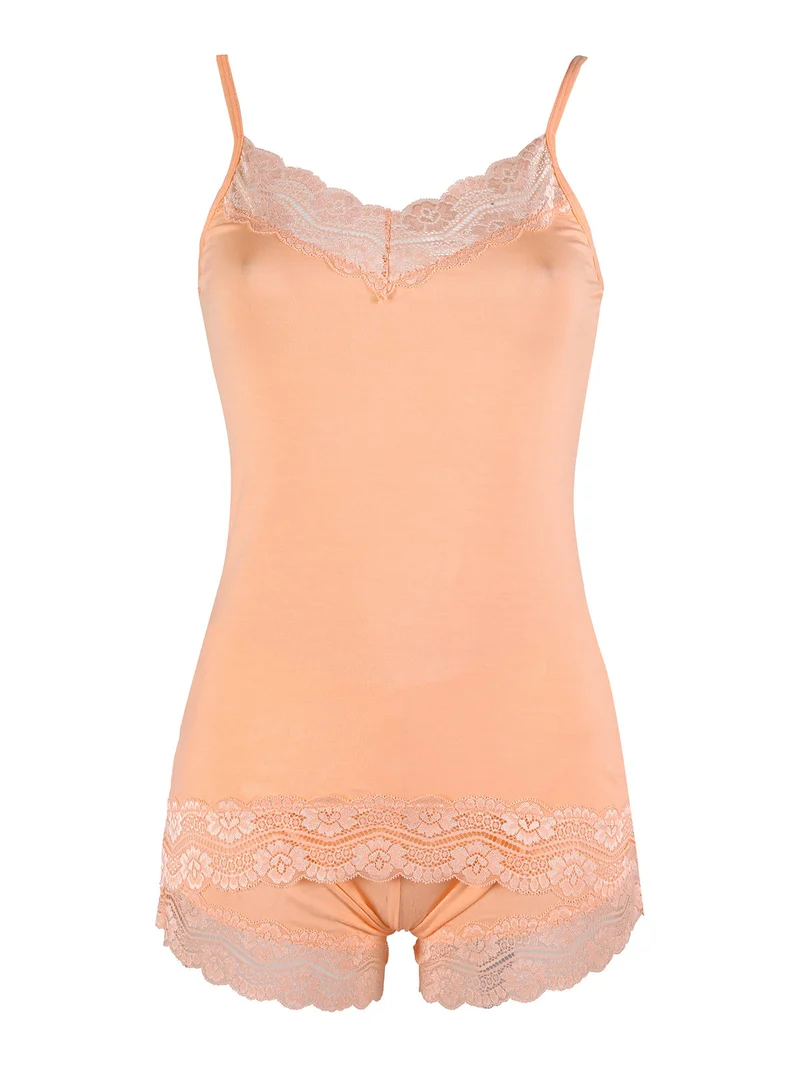 P0824C Completo intimo donna in bamboo - albicocca