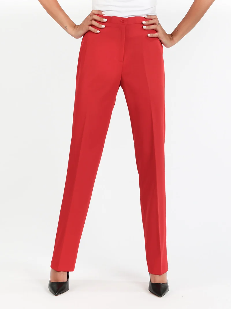 Pantaloni classici da donna a gamba dritta - rosso