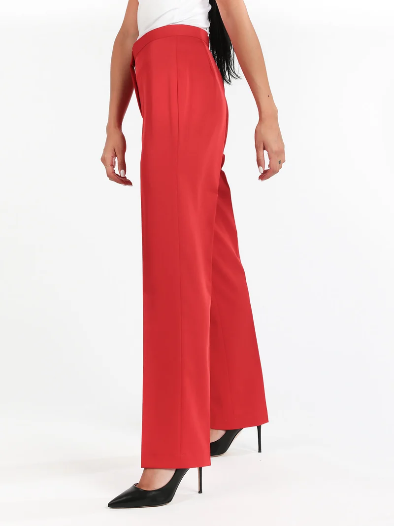 Pantaloni classici da donna a gamba dritta - rosso