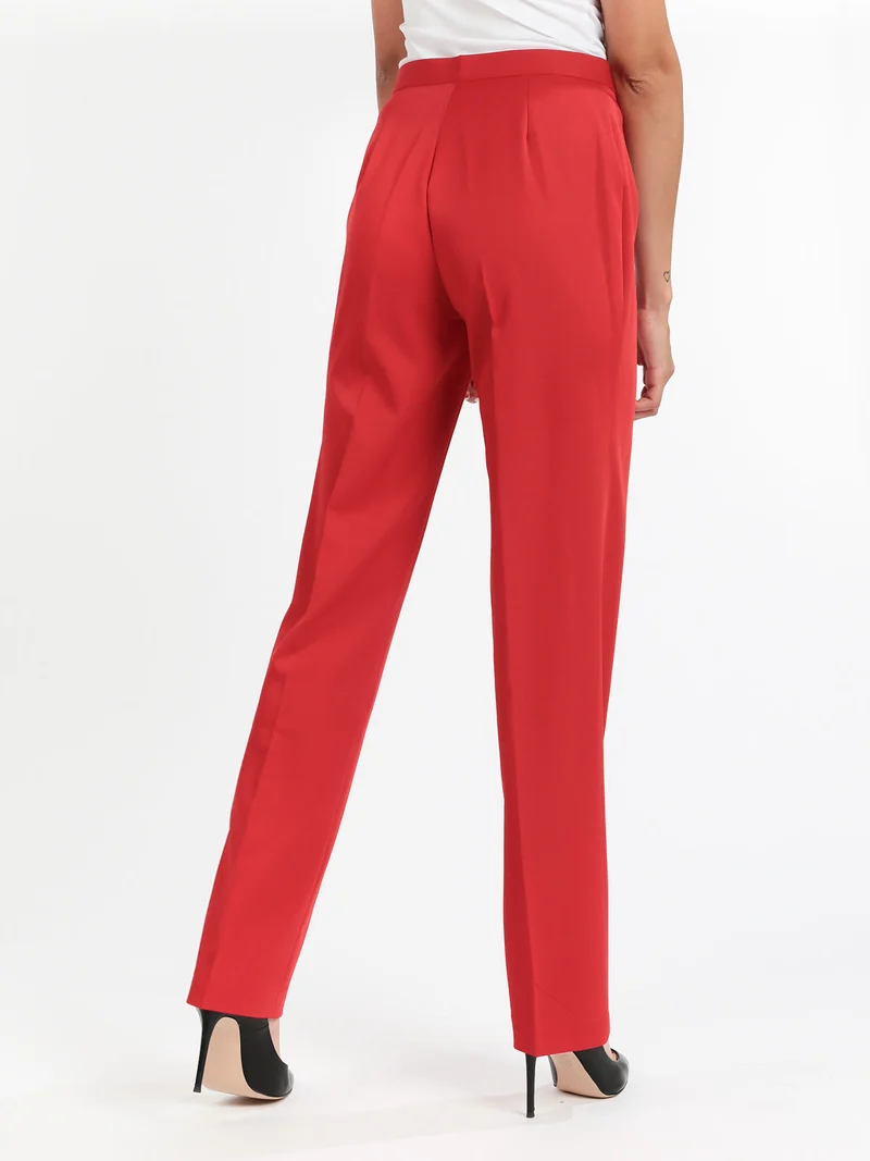 Pantaloni classici da donna a gamba dritta - rosso