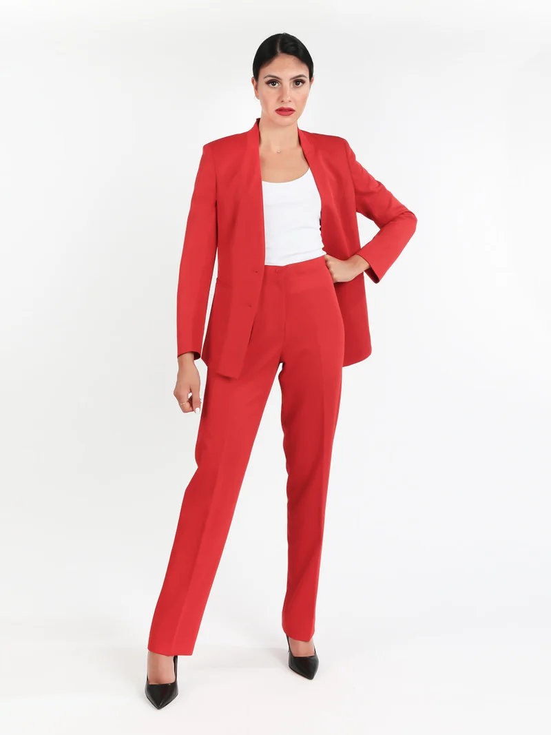 Pantaloni classici da donna a gamba dritta - rosso