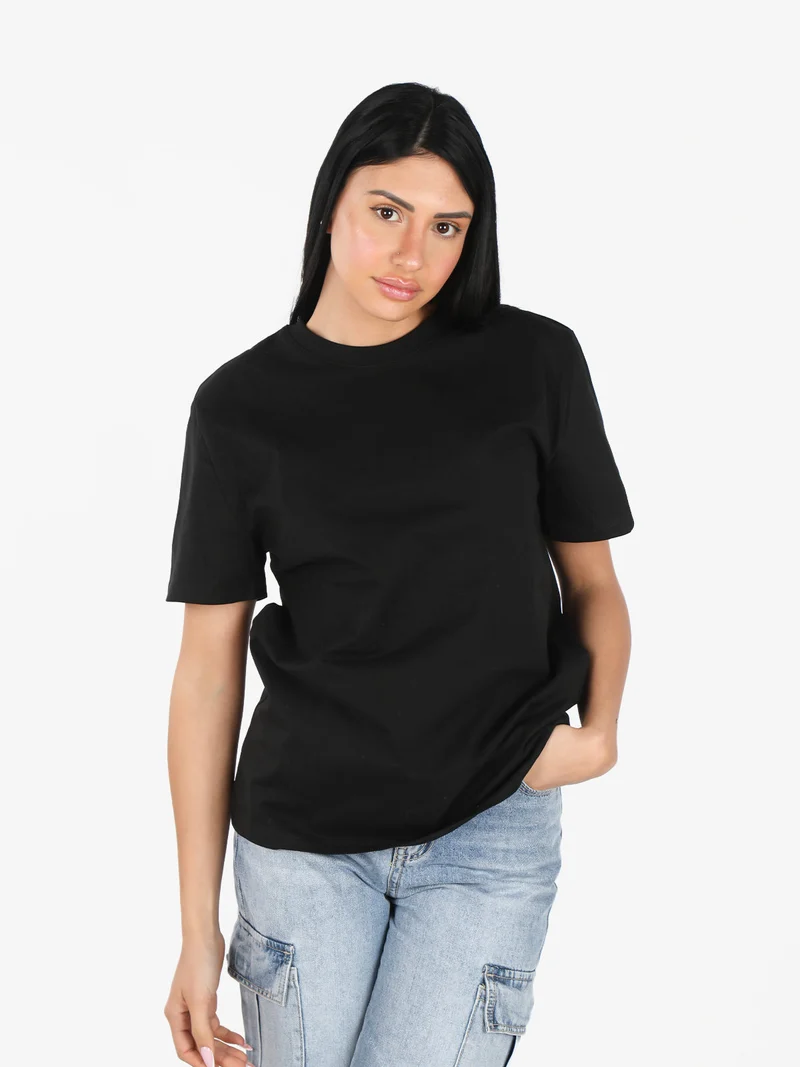 T-shirt donna girocollo tinta unita - nero