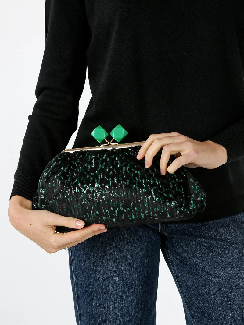Borsa clutch da donna animalier - verde