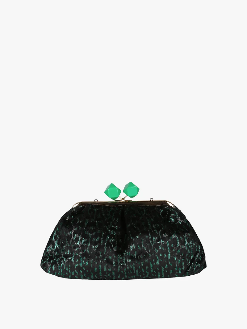 Borsa clutch da donna animalier - verde