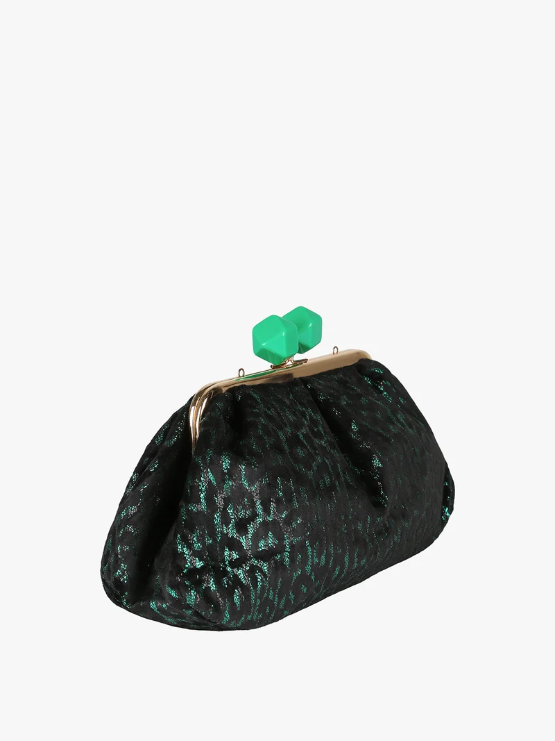 Borsa clutch da donna animalier - verde
