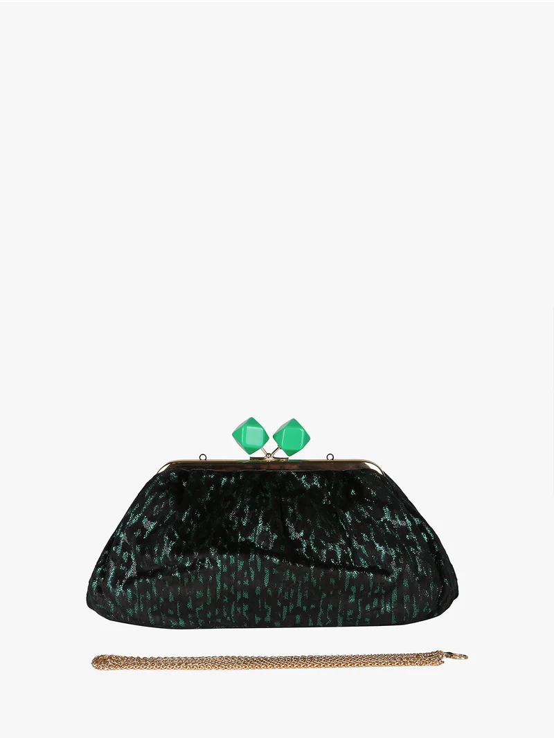 Borsa clutch da donna animalier - verde