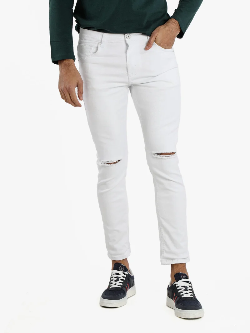 Jeans slim fit uomo con strappi - bianco
