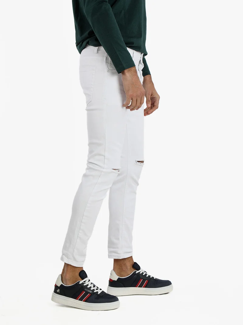 Jeans slim fit uomo con strappi - bianco