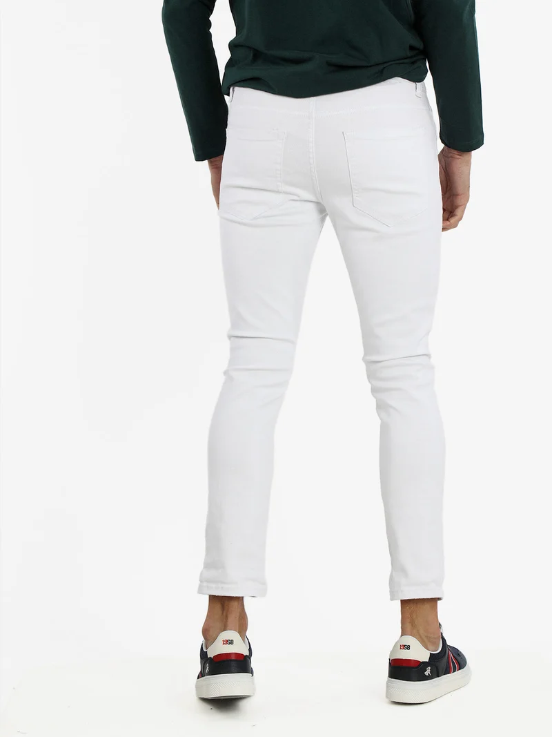 Jeans slim fit uomo con strappi - bianco