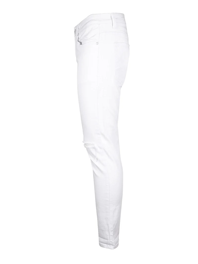 Jeans slim fit uomo con strappi - bianco