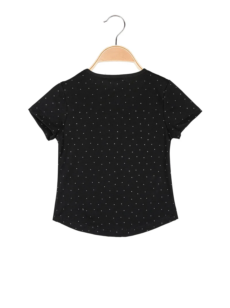 T-shirt da bambina con strass - nero